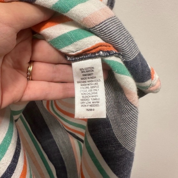 a.n.a Multicolor Striped beachy earthy casual Button-Down Shirt Size medium! - Picture 5 of 6